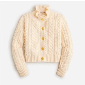 J. Crew Cream Cable Knit Cardigan with Gold Buttons